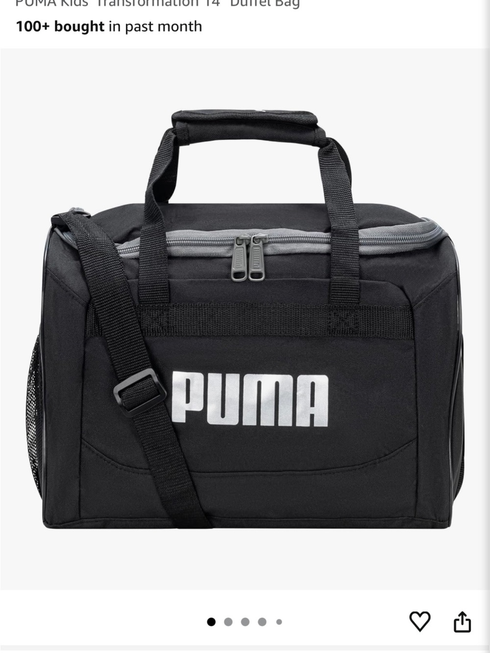 PUMA Kids’ Duffel Bag with Shoulder Strap 14”